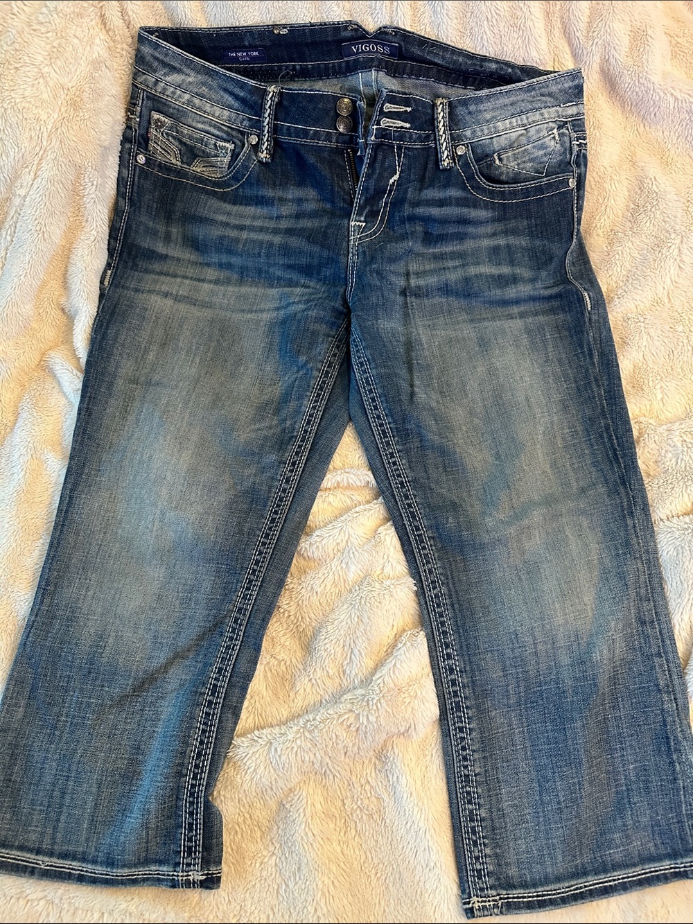 Vigoss Womens Faded Blue Straight Leg Denim Jeans